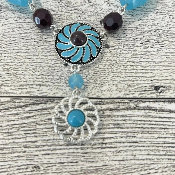 AVON Vintage VTG Signed SAQ Silver Tone Southwest Style Necklace 16-19” - Picture 3 of 10